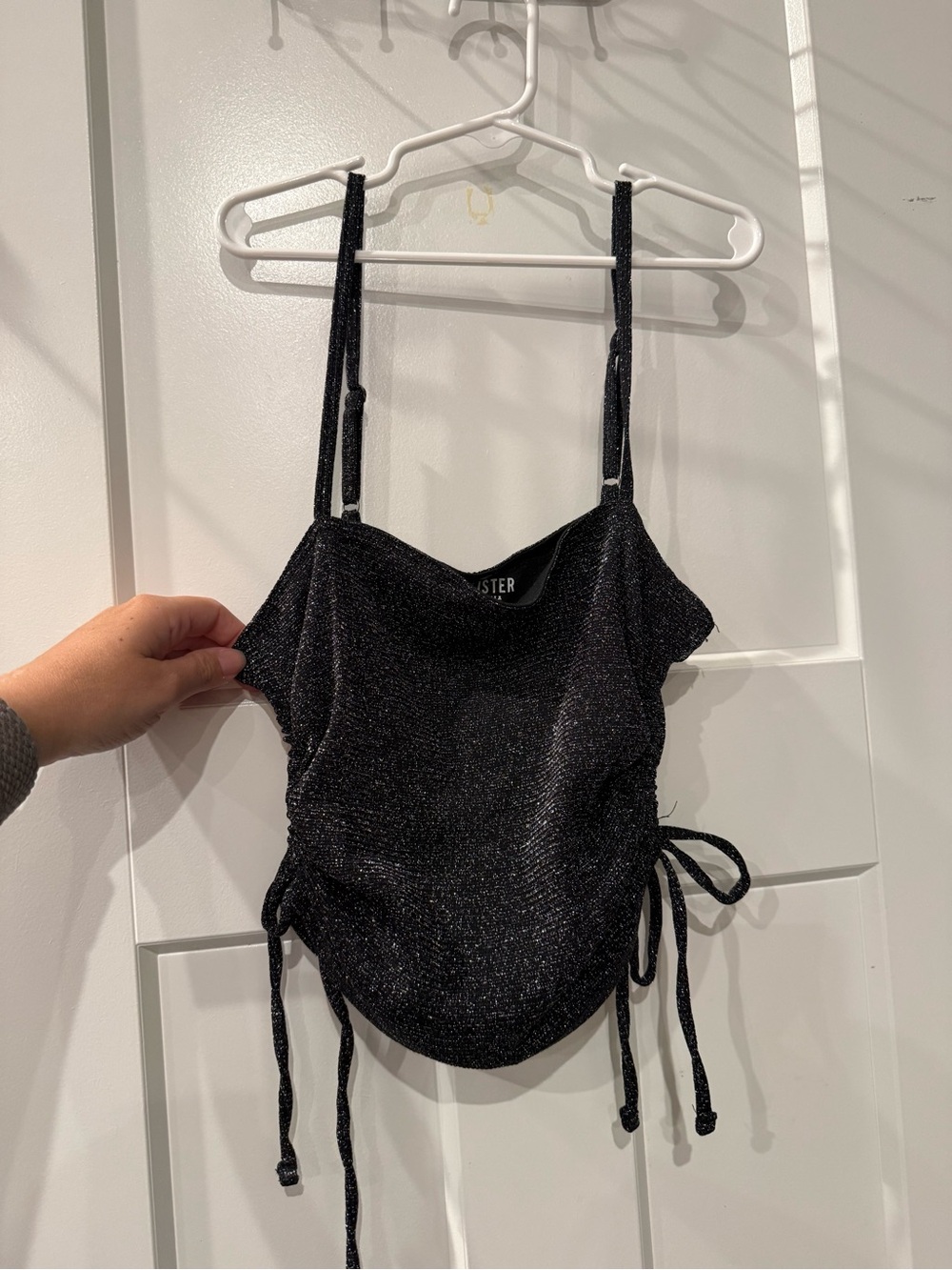 Hollister Black Shimmer Side-Ruched Cami